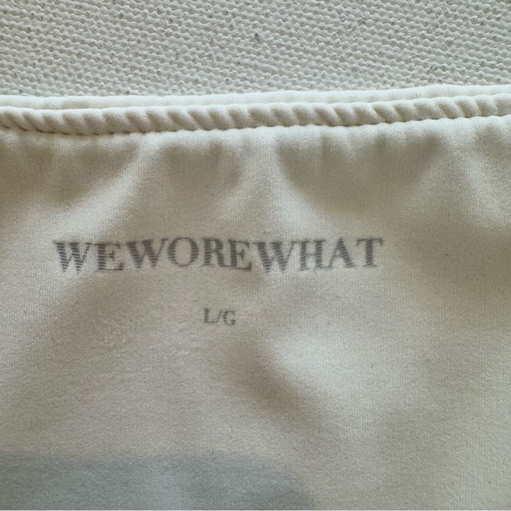 WeWoreWhat Corset Bodysuit Women’s Large Romper White W/Black Contrast Stitch - Picture 10 of 14